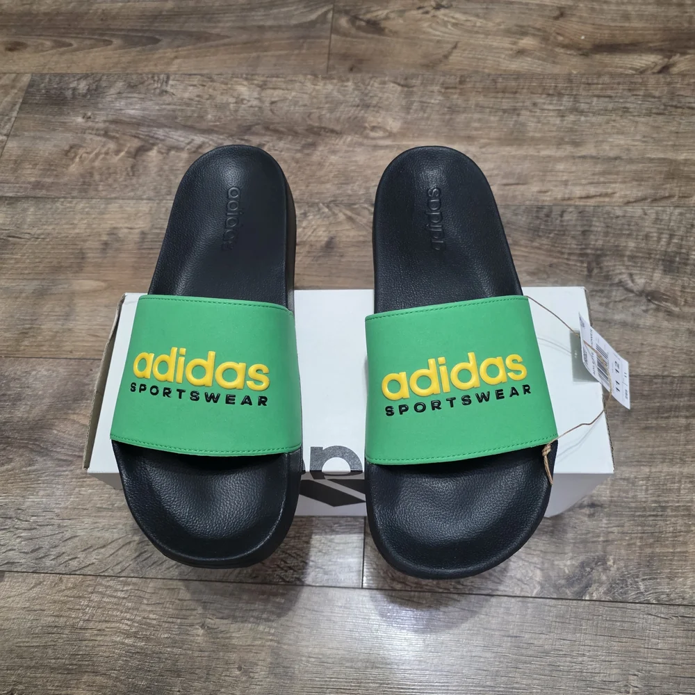 Adidas Green and Black Slides Men Size 11